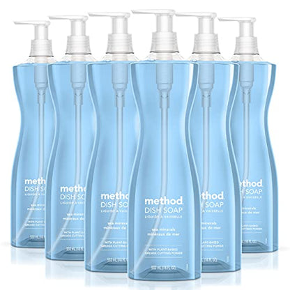 Method Gel Dish Soap, Sea Minerals, Biodegradable Formula, Tough on Grease, 18 Fl Oz (Pack of 6)