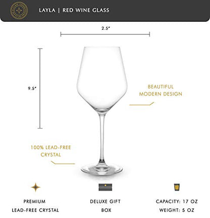 JoyJolt Layla Italian Red Wine Glasses, Set of 4 , 17 oz Clear – Made in Europe