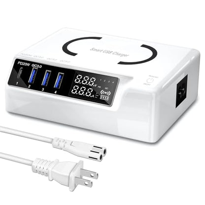 USB C Charger, slitinto 65W 4-Port Fast USB Charging Station, Charging Station for Multiple Devices with LED Display, Compact Desktop Charger Hub for iPhone iPad Samsung Android and Tablet