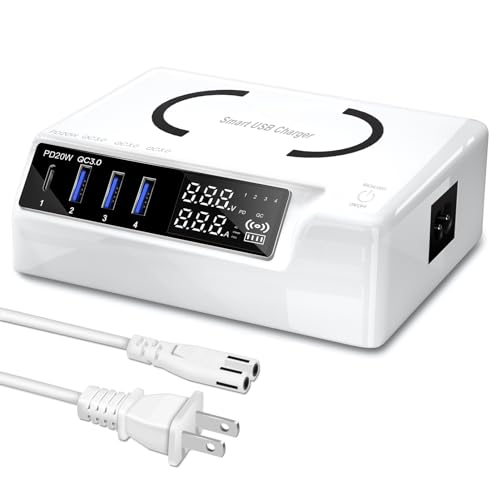 USB C Charger, slitinto 65W 4-Port Fast USB Charging Station, Charging Station for Multiple Devices with LED Display, Compact Desktop Charger Hub for iPhone iPad Samsung Android and Tablet