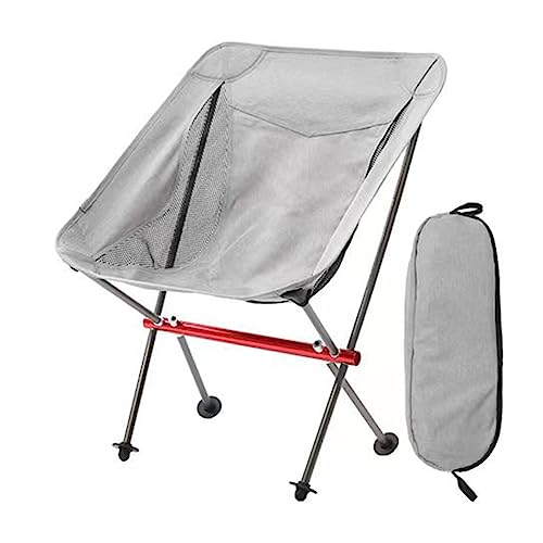 LSLANSOON All Aluminum Frame Folding Camping Chair, Compact and Portable with Carry Bag for Outdoor Hiking Fishing Backpacking (Gray)