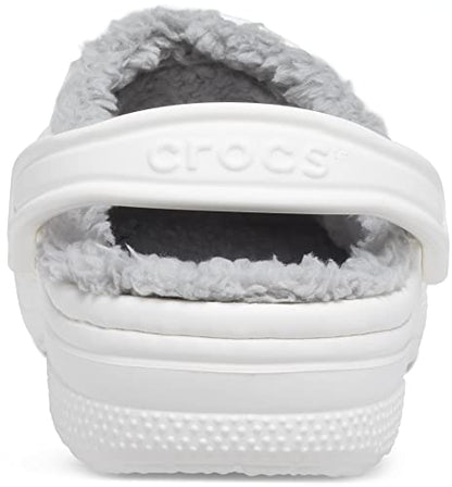 Crocs Unisex-Adult Ralen Lined Clogs | Fuzzy Slippers, White/Light Grey, 12 Women / 10 Men