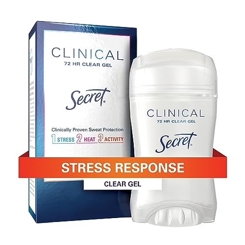 Secret Clinical Strength Antiperspirant Deodorant for Women, Stress Response Clear Gel, 1.6 Oz (Pack of 3)
