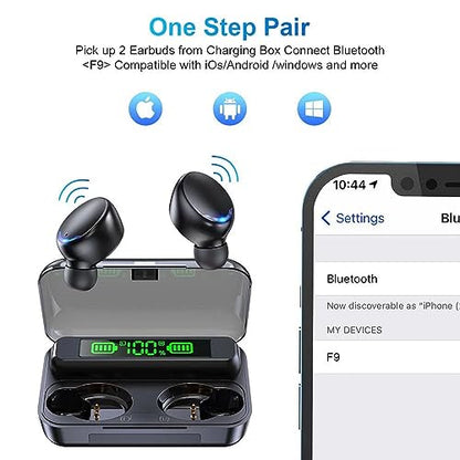 BMHOLU Wireless Earbuds with Large Charging Case and Phone Charging Function, IPX5 Waterproof, Hi-Fi Stereo Sound, Touch Control, for iOS/Android - Perfect for Active Lifestyle