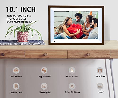 Digital Picture Frame 10.1 Inch Large Digital Photo Frame with IPS Full HD Touchscreen, 32GB WiFi Smart Frame Share Photos and Videos Instantly from Anywhere via Frameo App