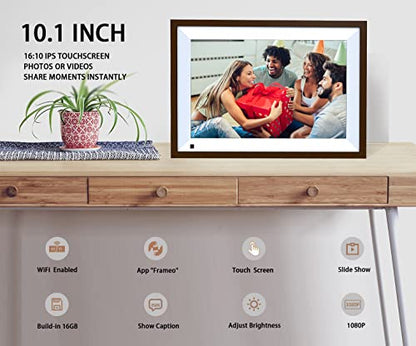 Digital Picture Frame 10.1 Inch Large Digital Photo Frame with IPS Full HD Touchscreen, 32GB WiFi Smart Frame Share Photos and Videos Instantly from Anywhere via Frameo App
