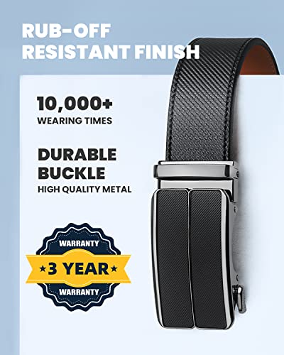 Zitahli Belt Men, Ratchet Belt Dress with 1 3/8" Premium Leather,Slide Belt with Easier Adjustable Automatic Buckle,Trim to Fit Size 26"-32"