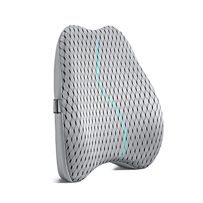 Bipintip Large Lumbar Support Pillow for Office Chair with Adjustable Strap and Washable Cover - Memory Foam Back Support for Back Pain Relief,Improve Posture,Desk Chair,Couch(Gray)