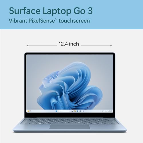 Microsoft Surface Laptop Go 3 (2023) - 12.4" Touchscreen, Thin & Lightweight, Intel Core i5, 8GB RAM, 256GB SSD SSD, with Windows 11, Ice Blue Color