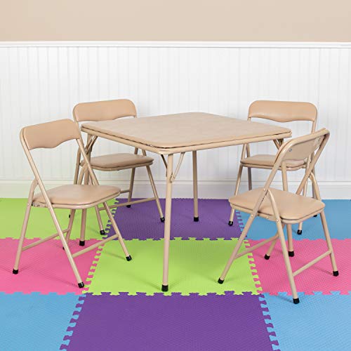 Flash Furniture Mindy Kids Tan 5 Piece Folding Table and Chair Set