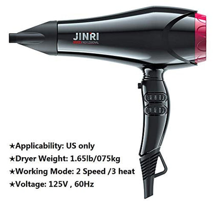 JINRI Hair Dryer Professional Blow Dryer Fast Dryer with Ceramic Ionic,Black (Normal Size)
