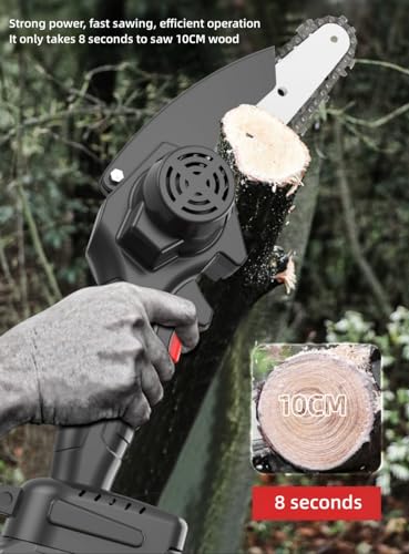 YangDiana Mini Chainsaw - Efficient,Lightweight,and Cordless,Mini Chainsaw 6 Inch,Reliable Chain Saw With 2 x 6000mAh Rechargeable Battery,Portable One-Handed Electric Chainsaw for Tree Trimming Wood