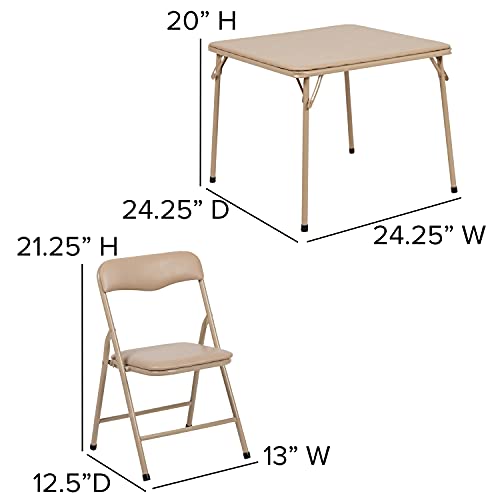 Flash Furniture Mindy Kids Tan 5 Piece Folding Table and Chair Set
