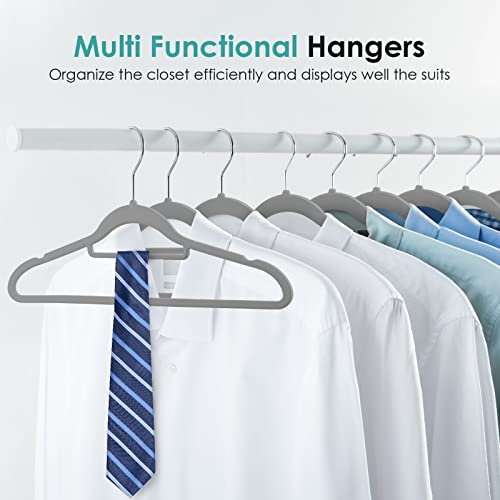 Velvet Hangers Non Slip Felt Hangers, DUDUCOFU 30 Pack Grey Velvet Hangers Clothes Hangers Space Saving Slim Hangers with 360 Degree Swivel Hook for Suits Coats, Jackets, Pants, and Dress Clothes