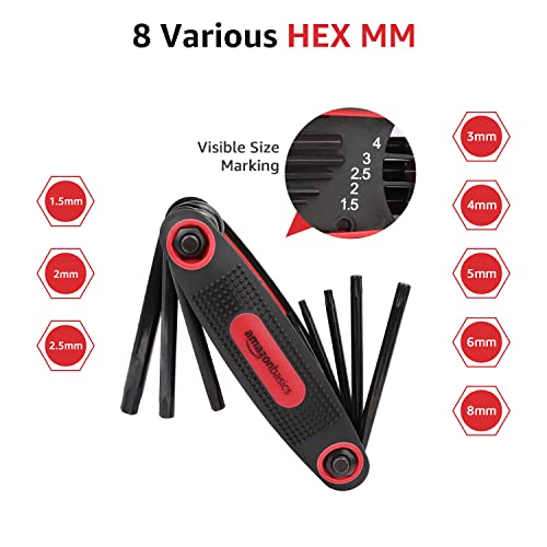 Amazon Basics Folding Hex Key Set - 3-Pack, Metric/SAE/Star