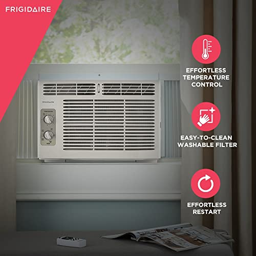 Frigidaire FFRA051WAE Window-Mounted Room Air Conditioner, 5,000 BTU with Temperature Control and Easy-to-Clean Washable Filter, in White
