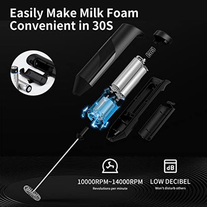 Milk Frother for Coffee, Handheld Frother Electric Whisk, Milk Foamer and Coffee Blender for Latte, Matcha, Cappuccino, Hot Chocolate, Battery Operated Mini Drink Mixer