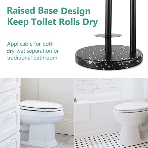 Toilet Paper Holder Stand, Bathroom Free Standing Toilet Roll Holder with Top Shelf for Phone/Wipes, Dispenser and Reserve for 4 Rolls, Black, Housen Solutions