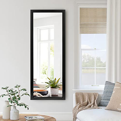 NeuType Wall-Mounted Mirror 43"x16" Rectangular Hanging Mirror Wall Mirror Hanging or Leaning Against Wall Best for Bedroom Living Room Dressing Mirror Polystyrene Frame,Origin Black(No Stand)