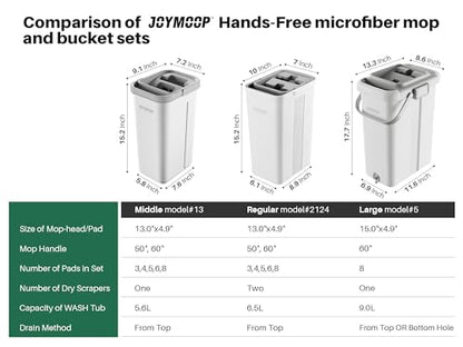 JOYMOOP Mop and Bucket with Wringer Set, Hands Free Flat Floor Mop and Bucket, with 3 Washable Microfiber Pads, Wet and Dry Use, Floor Cleaning System