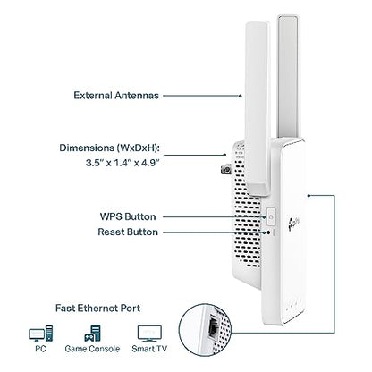 TP-Link WiFi Extender with Ethernet Port, 1.2Gbps signal booster, Dual Band 5GHz/2.4GHz, Up to 89% more bandwidth than single band, Covers Up to 1500 Sq.ft and 30 Devices ,support Onemesh (RE315)