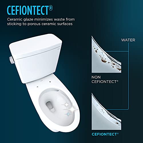 TOTO Drake Two-Piece Elongated 1.6 GPF Universal Height TORNADO FLUSH Toilet with CEFIONTECT, Cotton White - CST776CSFG#01