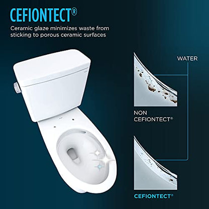 TOTO Drake Two-Piece Elongated 1.6 GPF Universal Height TORNADO FLUSH Toilet with CEFIONTECT, Cotton White - CST776CSFG#01