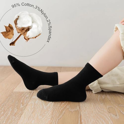 Tenpluszero Kids Cotton Crew Socks 12 Pairs Toddler Kids Athletic Crew Socks for Boys and Girls