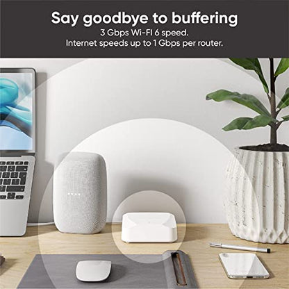 Wyze AX3000 Dual-Band Wi-Fi 6 Mesh Router System, Covers up to 3000 Sq. Ft, 100+ Devices, Replaces Router and Extender, Supports Wired Backhaul, 2x 1 Gbps Ports per router - 2 Pack