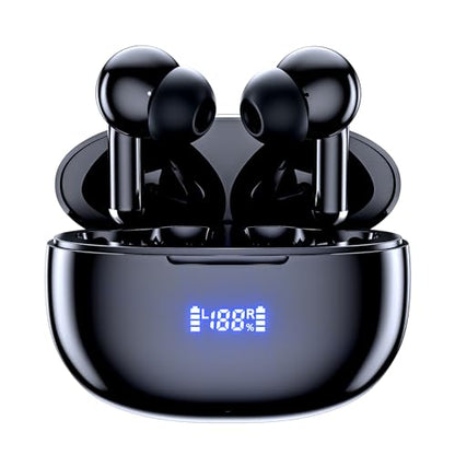 AMINY U-pro Wireless Headphones Bluetooth Earbuds 25 Hrs Playtime Charging Case LED Digital Display,IPX6 Waterproof Tiny Ear Buds Wireless Bluetooth Earbuds for Smartphone Laptop