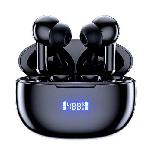 AMINY U-pro Wireless Headphones Bluetooth Earbuds 25 Hrs Playtime Charging Case LED Digital Display,IPX6 Waterproof Tiny Ear Buds Wireless Bluetooth Earbuds for Smartphone Laptop