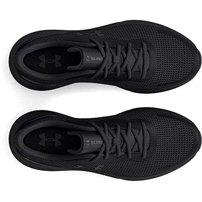 Under Armour Men's Surge 3 Road Running Shoe, (002) Black/Black/Black, 10