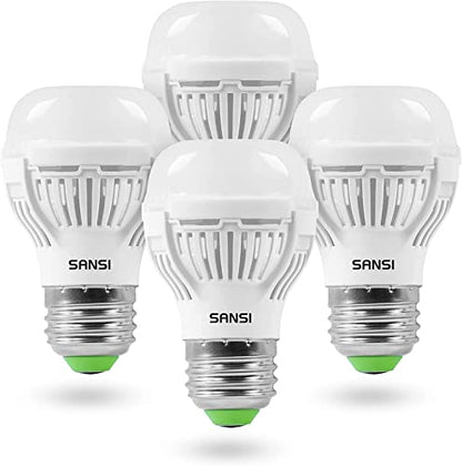 SANSI 60W Equivalent LED Light Bulbs, 22-Year Lifetime, 4 Pack 900 Lumens LED Bulb with Ceramic Technology, 2700K Warm White 9W Non-Dimmable, E26, A15 Efficient & Safe Energy Saving for Home Lighting