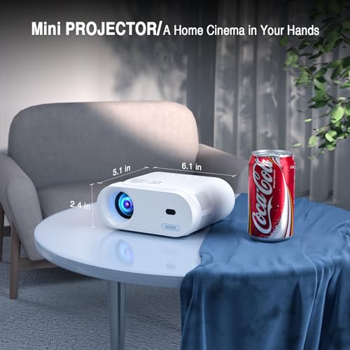 Mini Projector, VISSPL Full HD 1080P Video Projector, Portable Outdoor Projector with Tripod, Kids Gift, Home Theater Movie Phone Projector Compatible with Android/iOS/Windows/TV Stick/HDMI/USB