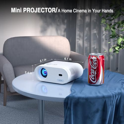 Mini Projector, VISSPL Full HD 1080P Video Projector, Portable Outdoor Projector with Tripod, Kids Gift, Home Theater Movie Phone Projector Compatible with Android/iOS/Windows/TV Stick/HDMI/USB