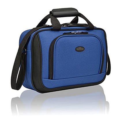 U.S. Traveler Rio Rugged Fabric Expandable Carry-on Luggage, 2 Wheel Rolling Suitcase, Blue, Set