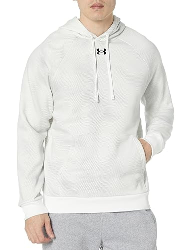 Under Armour Men's Standard Rival Fleece Printed Hoodie, (100) White / / Black, Medium