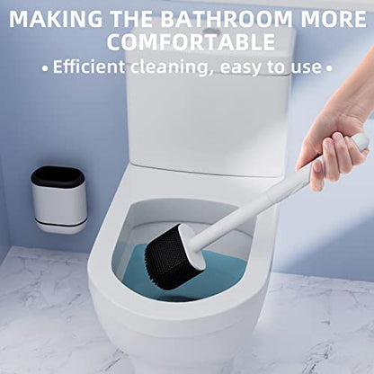 Toilet Brush, 2 Pack Toilet Bowl Brush and Holder Set, Silicone Toilet Bowl Brush with Handle, Bathroom Accessories Toilet Bowl Cleaners with Silicone Bristles, Toilet Cleaner Brush for Deep Cleaning