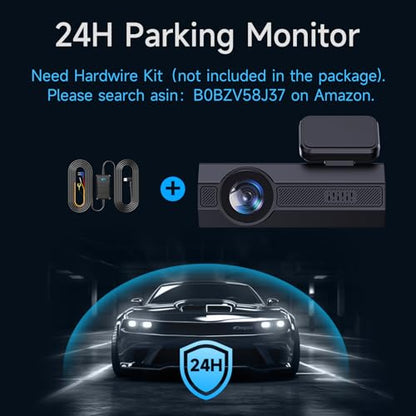 VEEMENT Dash Cam Front 2.5K: Mini Dash Cam for Cars, 1440P Car Camera with APP, WiFi Dash Cam with WDR Night Vision, 24 Hours Parking Monitor Dashcams, 160°Wide, G-Sensor