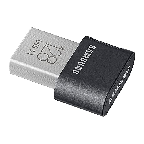 SAMSUNG FIT Plus 3.1 USB Flash Drive, 128GB, 400MB/s, Plug In and Stay, Storage Expansion for Laptop, Tablet, Smart TV, Car Audio System, Gaming Console, MUF-128AB/AM,Gunmetal Gray