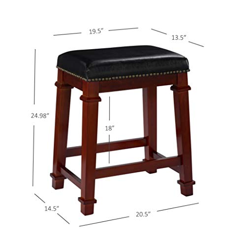 Linon Kennedy Backless PU Counter Stool, Black