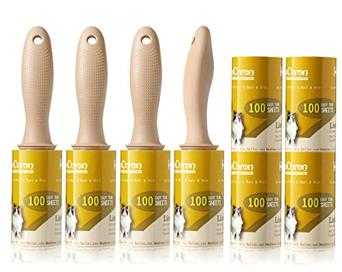 HapChron Lint Rollers Extra Sticky for Pet Hair [800 Sheets/4 Handles], Lint Remover Go Beyond Animal Fur, Dust and Other Dirt, Dog & Cat Hair Remover Rollers for Clothes, Furniture, Carpet, Car etc