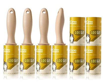 HapChron Lint Rollers Extra Sticky for Pet Hair [800 Sheets/4 Handles], Lint Remover Go Beyond Animal Fur, Dust and Other Dirt, Dog & Cat Hair Remover Rollers for Clothes, Furniture, Carpet, Car etc