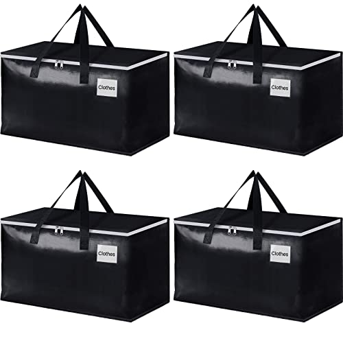 EpicTotes Extra Large Tool Bag-Moving Bags with Zipper, Carrying Handles and Tag Pocket-Moving Supplies for Space Saving-Totes - for Storage, Camping and Travel 93L-4 Pack