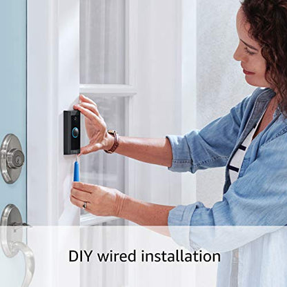 Ring Video Doorbell Wired – Convenient features in a compact design, pair with Ring Chime to hear audio alerts in your home (existing doorbell wiring required)