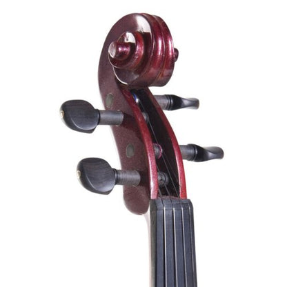 Cecilio CEVN-1NA Style 1 Silent Electric Solid Wood Violin with Ebony Fittings in Metallic Red Mahogany, Size 3/4