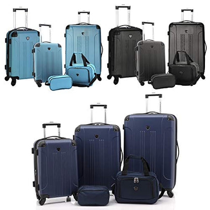 Travelers Club Chicago Hardside Expandable Spinner Luggages, Navy Blue, 5 Piece Set