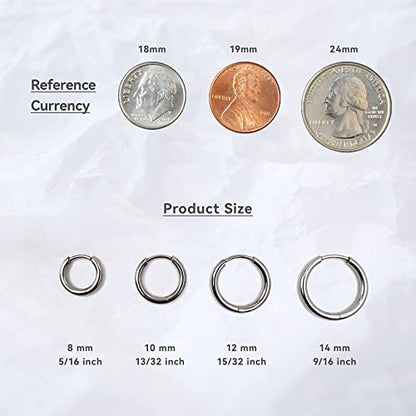 Limerencia Hypoallergenic Pure Titanium Pairs Small Huggie Hoop Earrings, Lightweight Cartilage Hoops Small Cubic Zirconia Cuff Earrings Mini Piercing Jewelry for Women Girls Teen (8mm, White CZ)