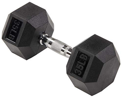 BalanceFrom Rubber Encased Hex Dumbbell in Pairs or Singles, Black