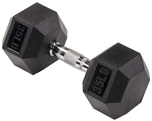 BalanceFrom Rubber Encased Hex Dumbbell in Pairs or Singles, Black